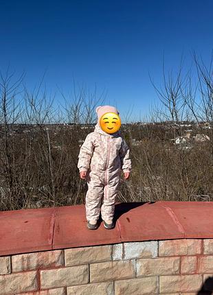 Дитячий демісезонний комбінезон для дівчаток, рожевий з візерунком