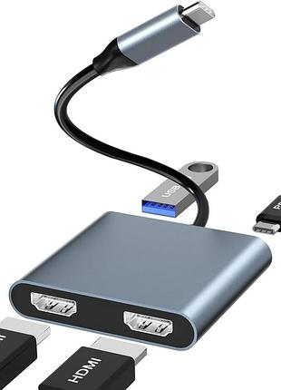 Сплиттер usb-c thunderbolt splitter for 2 monitors hdmi хаб для подключения двух мониторов