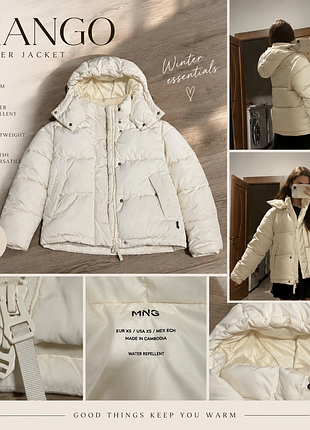 Зимняя куртка пуховик mango mng молочная xs