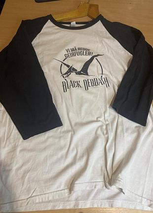 Футболка чоловіча moyel black sabbath біла з чорним рукавом l