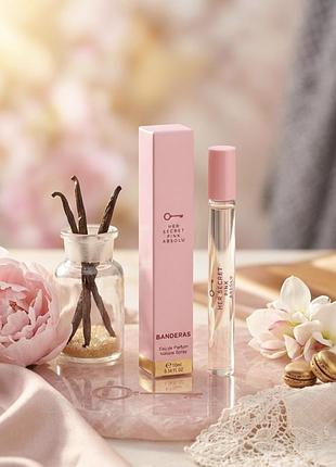 Banderas her secret pink absolu eau de parfum -
ванильно-цветочный аромат с аккордом пиона и гурманскими оттенками, 10 мл;