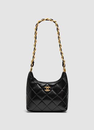💎 chanel small hobo bag shiny lambskin & gold-tone metal, black