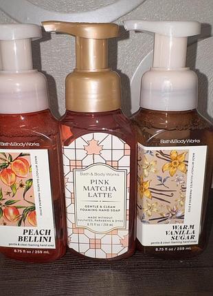 Мило-пінка bath & body works peach bellini, pink matcha latte, warm vanilla sugar 259 мл