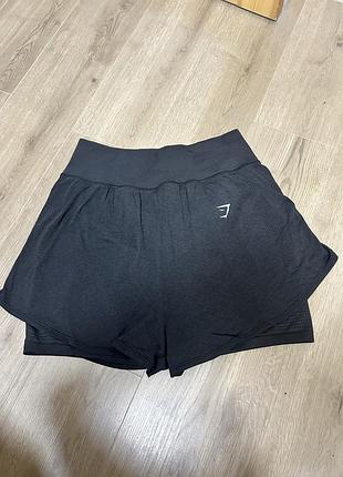 Шорти жіночі gymshark подвійні чорні