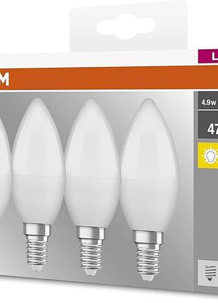 Набор ламп 4шт osram led e14 4.9вт 4000к 470лм b40
