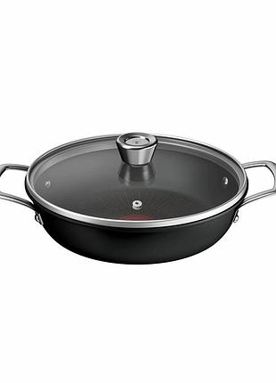 Сотейник tefal excellence+, с крышкой, 24см, алюминий, стекло, бакелит, черный