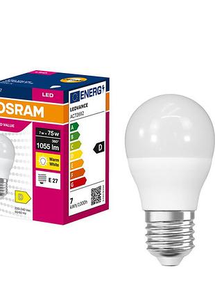 Лампа osram led value classic p e27 7вт 3000k 1055лм