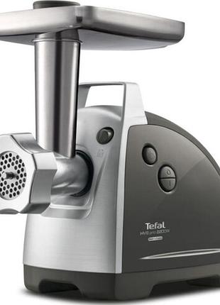 Мясорубка tefal hv8 successor, 2200вт, 4.5кг/мин, 3 решетки, насадка для колбас, кеббе, 4 терки, пластик/металл, черный