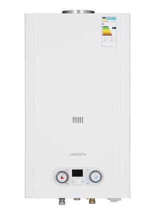 Газовая колонка ardesto hb03 10л/мин 20квт low nox дисплей розжиг от батарейки белый