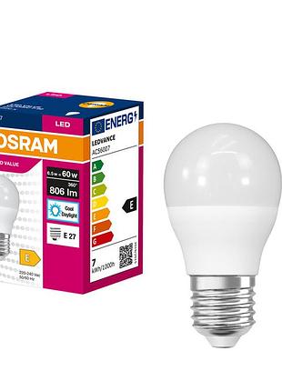 Лампа osram led value classic p e27 6.5вт 6500k 806лм