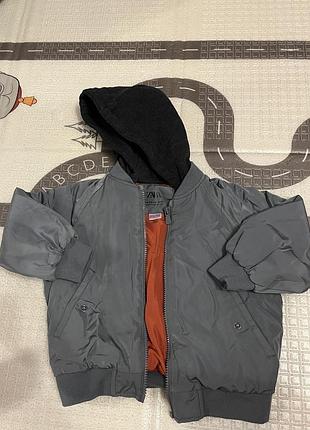 Куртка-бомбер дитяча zara сіра 98 см 3