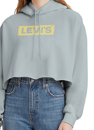 Женский серый худи с капюшоном levis оверсайз