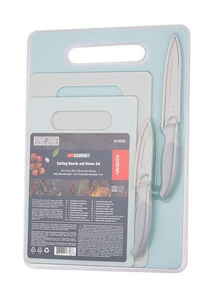 Набор кухонных досок и ножей ardesto gemini gourmet, 5 предметов, 25x17.6см, 28.8x19.6см, 35.2x24.8см, 8.9см, 12.7см, пластик,