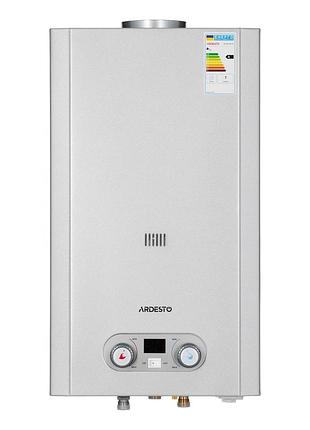 Газовая колонка ardesto hb03 10л/мин 20квт low nox дисплей разжигания от батарейки нерж. сталь