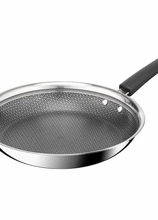 Сковорода tefal emotion+ power, 28см, нержавіюча сталь, серцевина-алюміній, хромована сталь, бакеліт