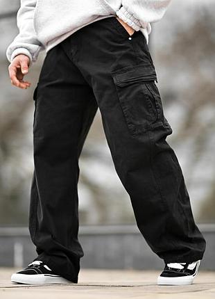 Карго штаны oversize (black) черные вт5300 2