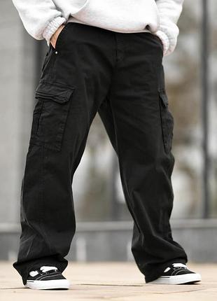 Карго штаны oversize (black) черные вт5300 3