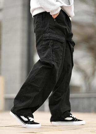 Карго штаны oversize (black) черные вт5300 4