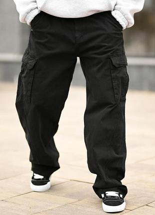 Карго штаны oversize (black) черные вт5300 6