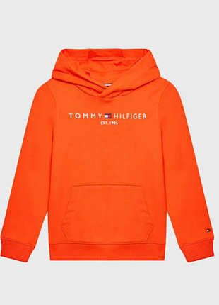 Оранжевый оверсайз худи женский с капишоном tommy hilfiger