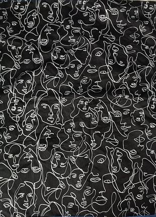 Элегантный платок / бандана с трендовым принтом «line art» (лица) —55х55