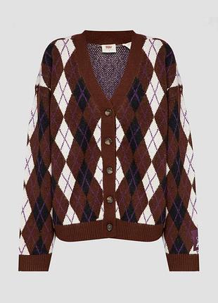 Свитер-кардиган levi's gallery cardigan в ромбы (аргайл) / размер s-м