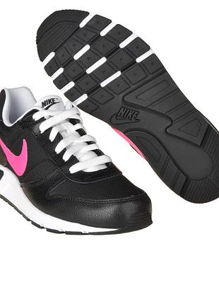 Кросівки дитячі nike чорні з рожевим, шкіряні, на осінь-весну, довжина устілки 23 см