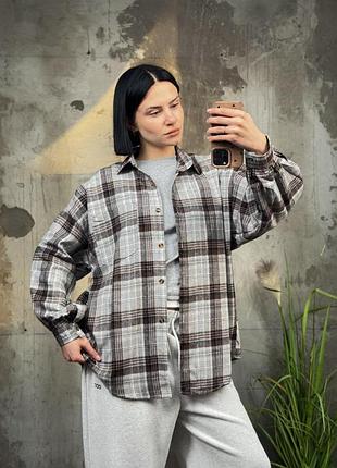 Рубашка в клетку brown/ grey тр6811 2
