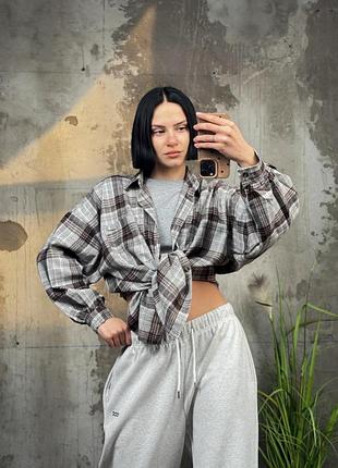 Рубашка в клетку brown/ grey тр6811 5