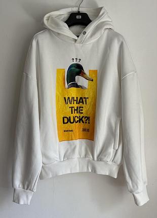 Чоловічий світшот house оверсайз молочний з принтом what the duck?
