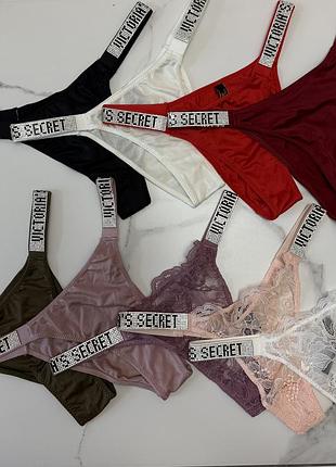 Трусики жіночі під victoria's secret танга та стрінги з мереживом та стразами