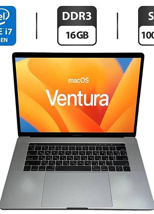 Ультрабук apple macbook pro 15 2017 space grey / 15.4" (2880x1800) ips / intel core i7-7820hq (4 (8) ядра по 2.9 - 3.9 ghz) / 16