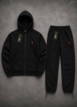 Спортивний костюм чоловічий polo ralph lauren чорний на флісі