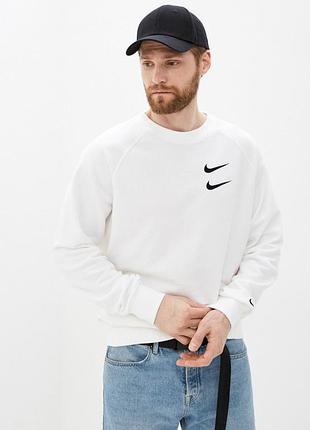 Оригинальный белый свитшот nike double swoosh / big logo на спине / кофта найк 2xl