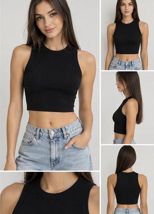 Топ жіночий zara чорний в рубчик