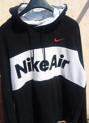 Худі чоловіче nike air чорне з білим логотипом