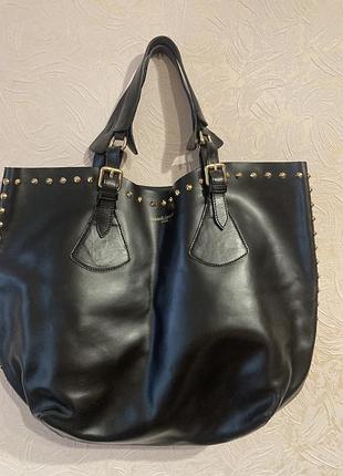 Сумка-тоут жіноча russell & bromley чорна шкіряна