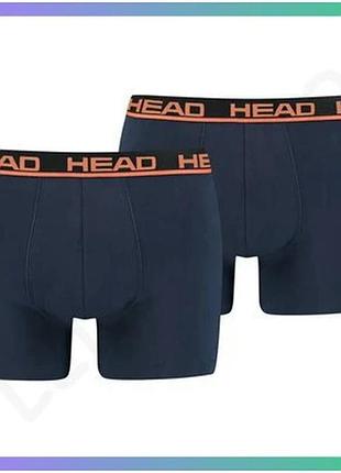 Трусы-боксеры head basic boxer 2p темно-синие и оранжевые для мужчин xxl комфортные боксеры sku_701202741-010