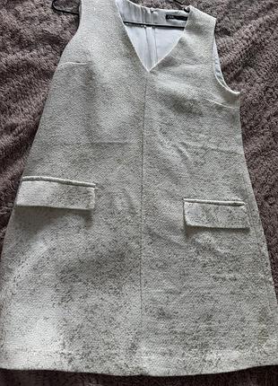 Коротка сукня жіноча zara сіра без рукавів з кишенями