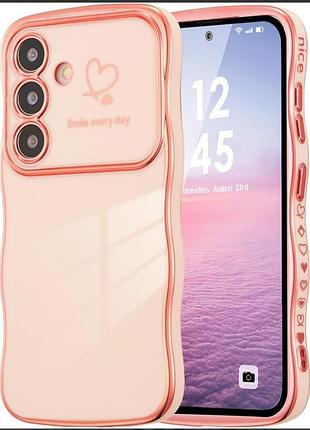 Новий стильний чохол для samsung galaxy s22 рожевий curly wave frame