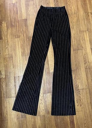 Брюки жіночі amisu велюрові у смужку чорні xs