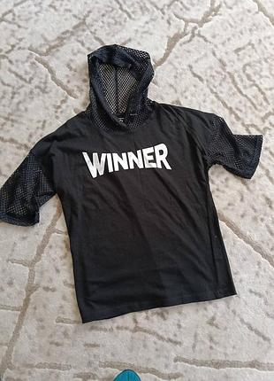 Футболка для підлітків з капюшоном winner чорна