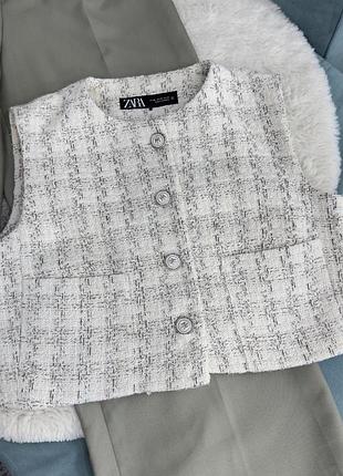 Жилетка твідова zara жіноча хс