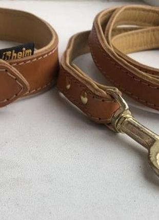 Шкіряний нашийник + повідець heim, made in germany