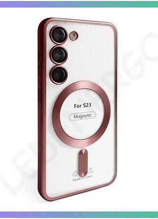 Чехол magsafe для samsung galaxy s23/s911 2023 розовый силиконовый с защитой камеры и закрытым низом s sku_stcom_2710000309086