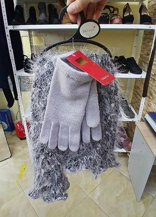 Комплект для жінок mark&spencer шарф та рукавички, сірий