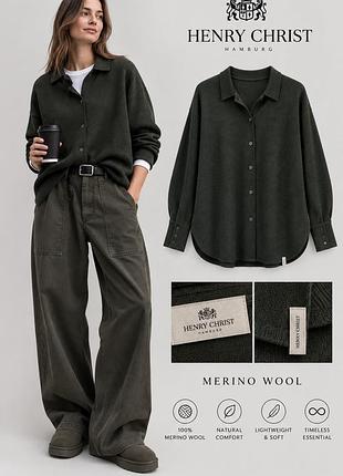 Henry christ — премиальная oversize рубашка из 100% merino wool р m/l
