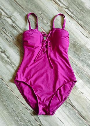 Яркий слитный купальник m&amp;s с шнуровкой, размер u9 10 / eur 38 (s/m)