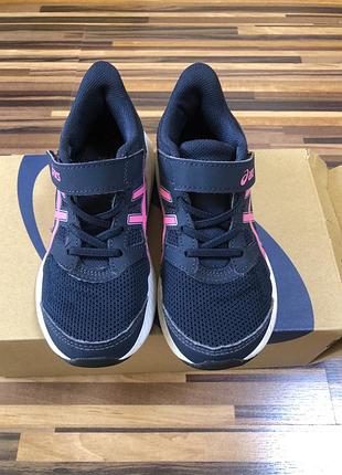 Кросівки для дівчаток asics чорні з рожевим, розмір 28.5