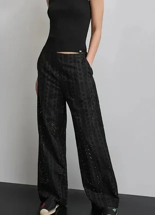 Брюки жіночі dkny jeans палаццо ажурні чорні